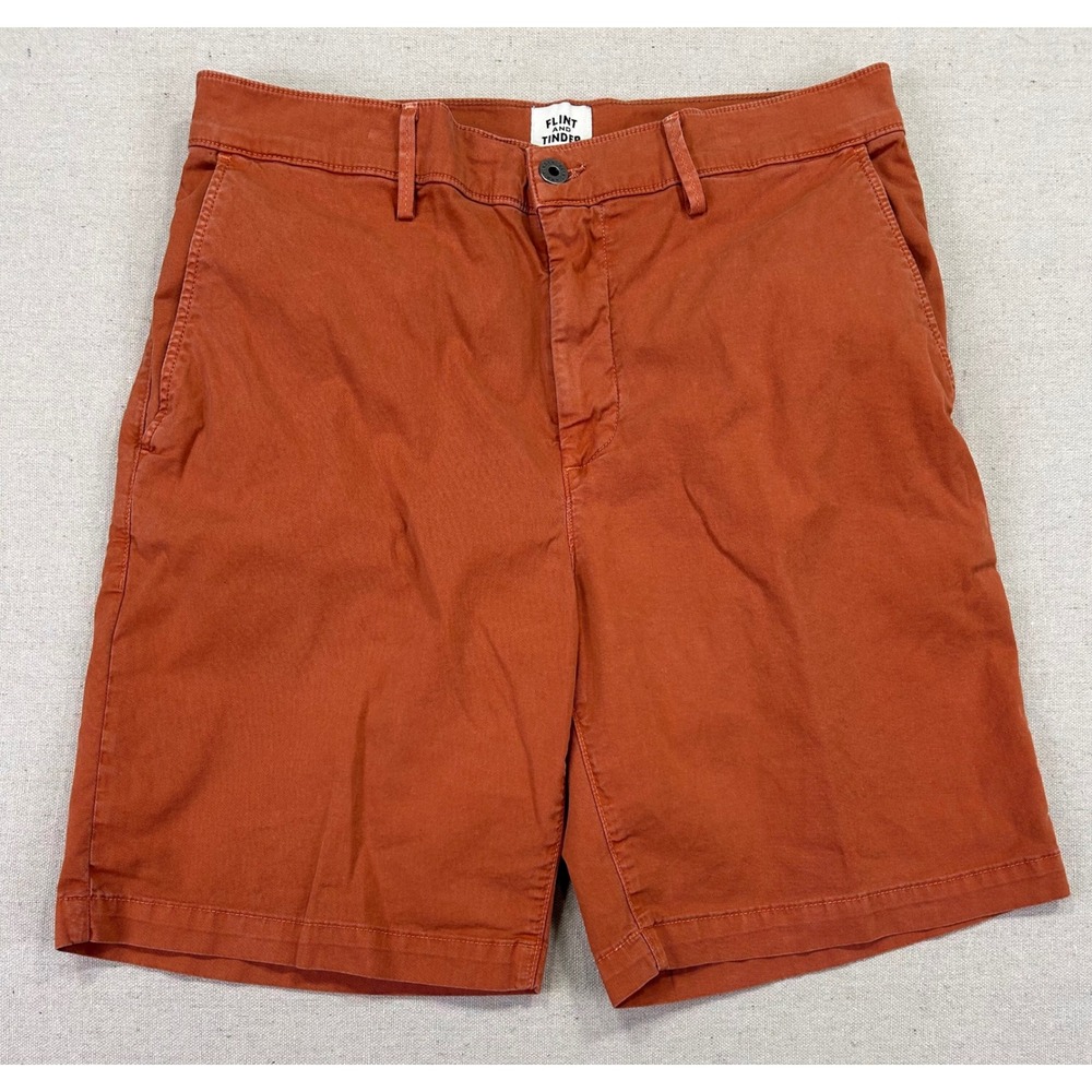 Flint and Tinder 365 Shorts Mens 33 Burnt Orange Rust Chino Cotton Stretch USA‎